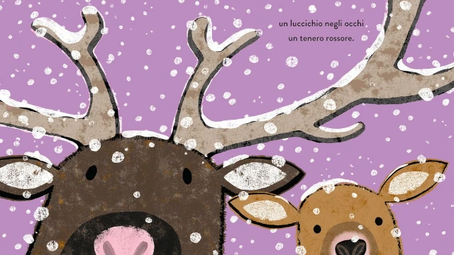 I testi sono semplici, ma poetici. Emma Dodd va al cuore delle persone Un primissimo piano di papà renna e del cucciolo. I testi sono semplici, ma poetici. Emma Dodd va al cuore delle persone