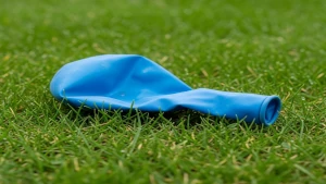 Un palloncino azzurro sgonfio abbandonato su un prato. La mancanza di forma e di energia è una delle caratteristiche del cosiddetto carattere orale