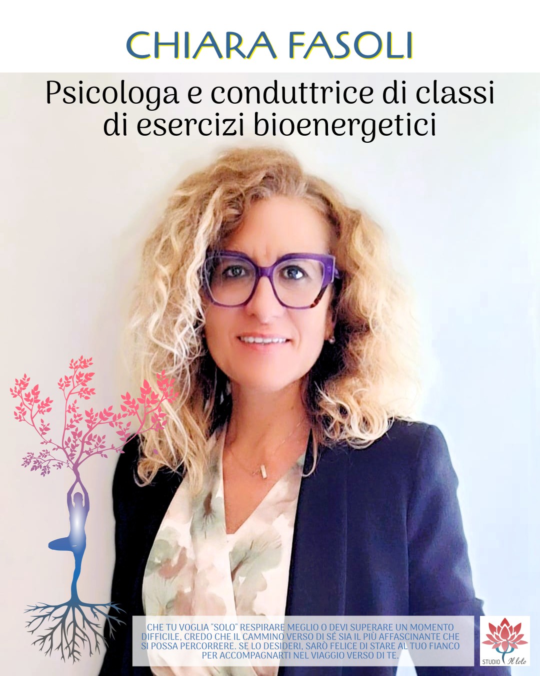 Chiara Fasoli, psicologa e conduttrice di classi di esercizi bioenergetici