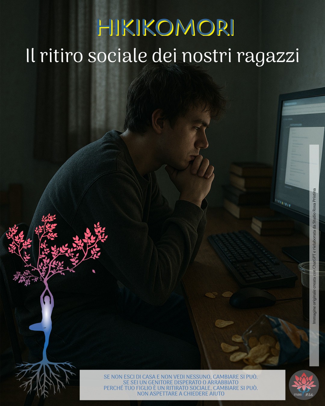 Ragazzo chiuso in camera al buio davanti al computer. Il ritiro sociale è un dramma che colpisce anche la famiglia e la società