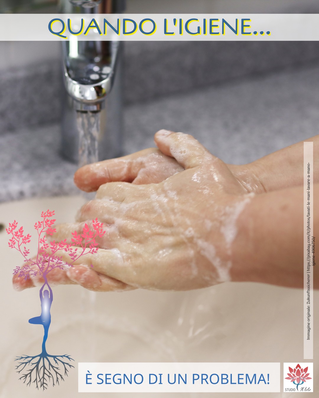 Primo piano di mani che vengono lavate in un lavabo.